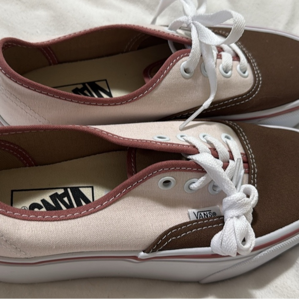 Vans Brown and Pink Sneakers Classic Lace-Up Design
